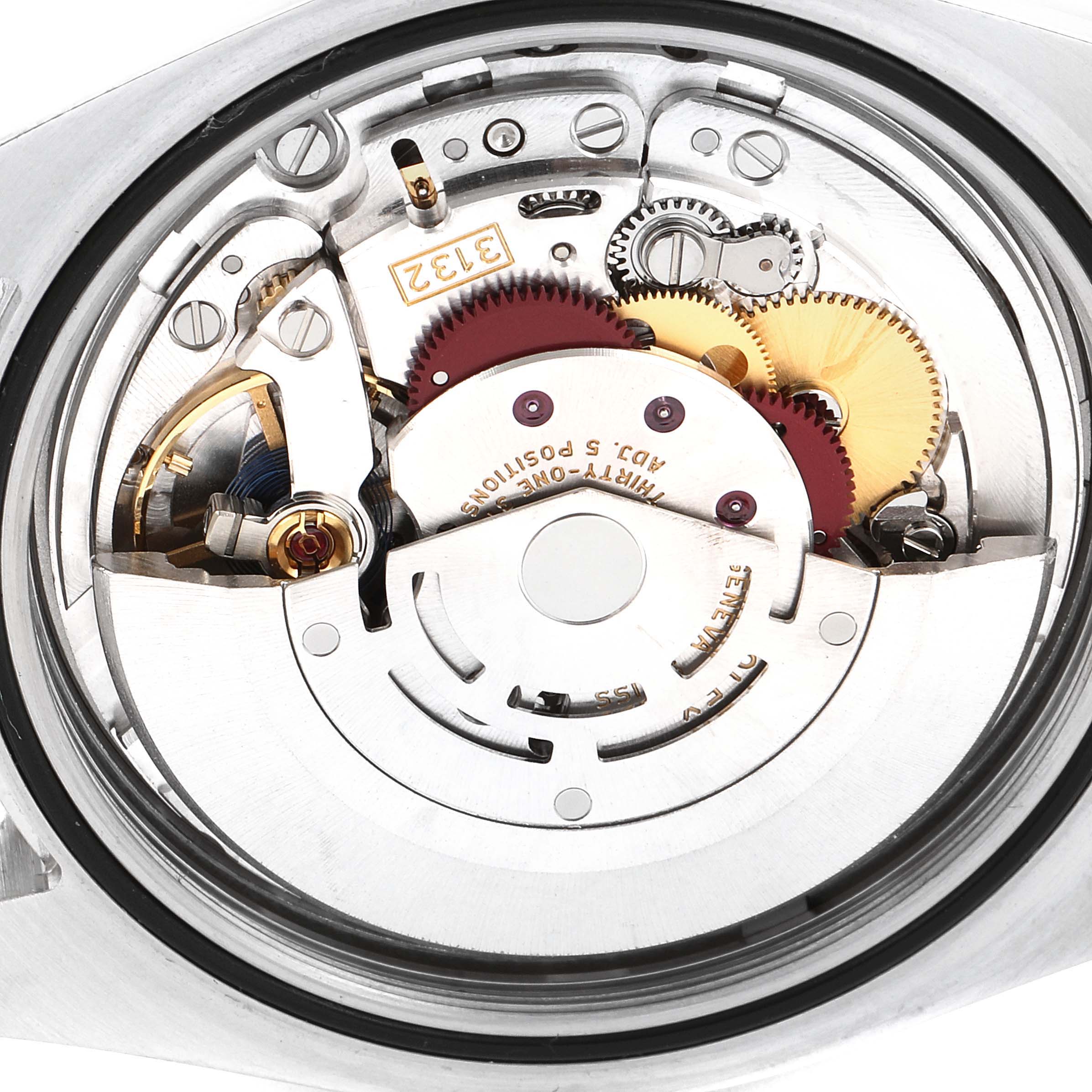 This image shows the internal mechanical movement of a Rolex Explorer 214270 Men's Stainless Steel Black Dial 214270 Men's Stainless Steel Black Dial watch.