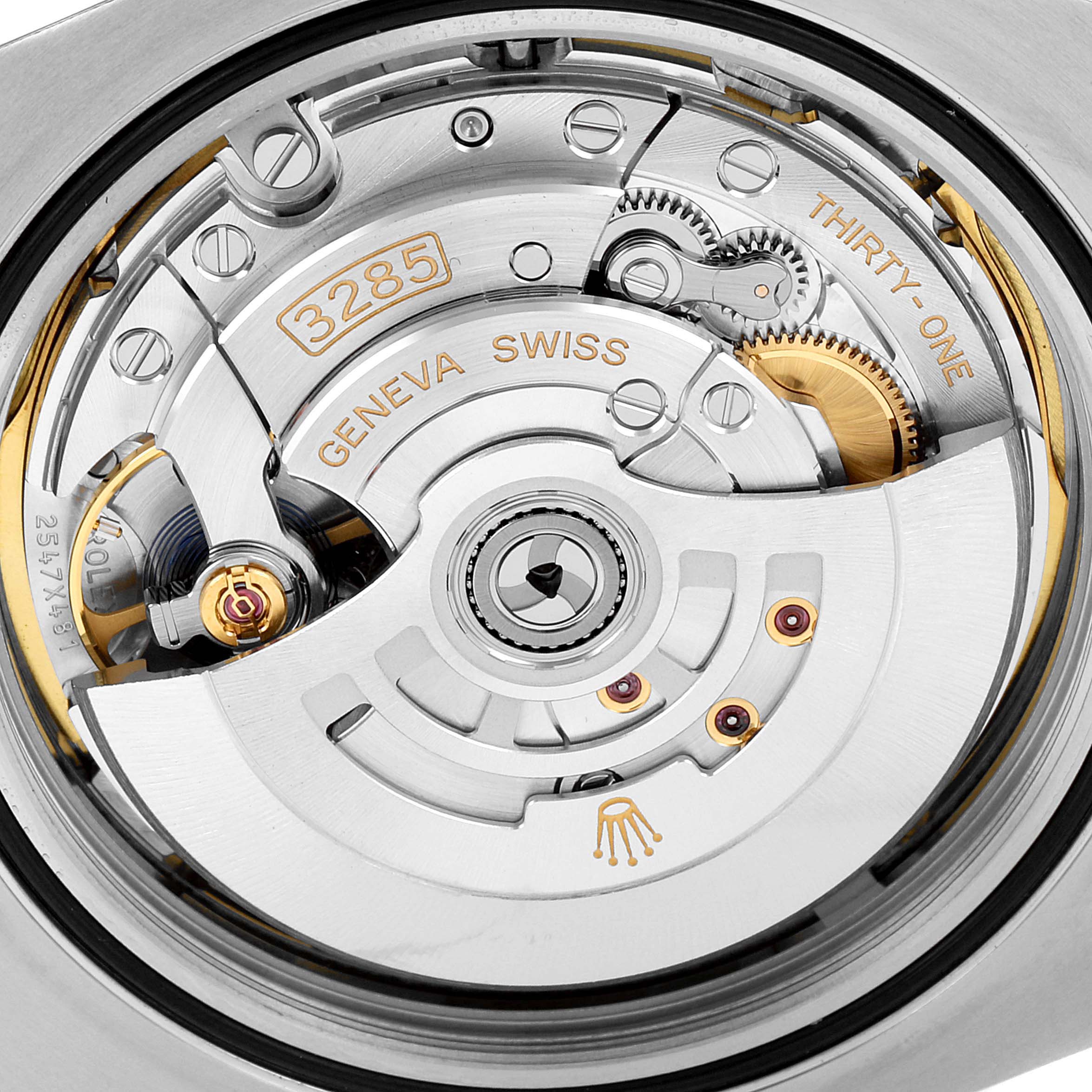 The image shows the movement mechanism of a Rolex Explorer 226570 Men's Stainless Steel Black Dial 226570 Men's Stainless Steel Black Dial watch, viewed from the back.