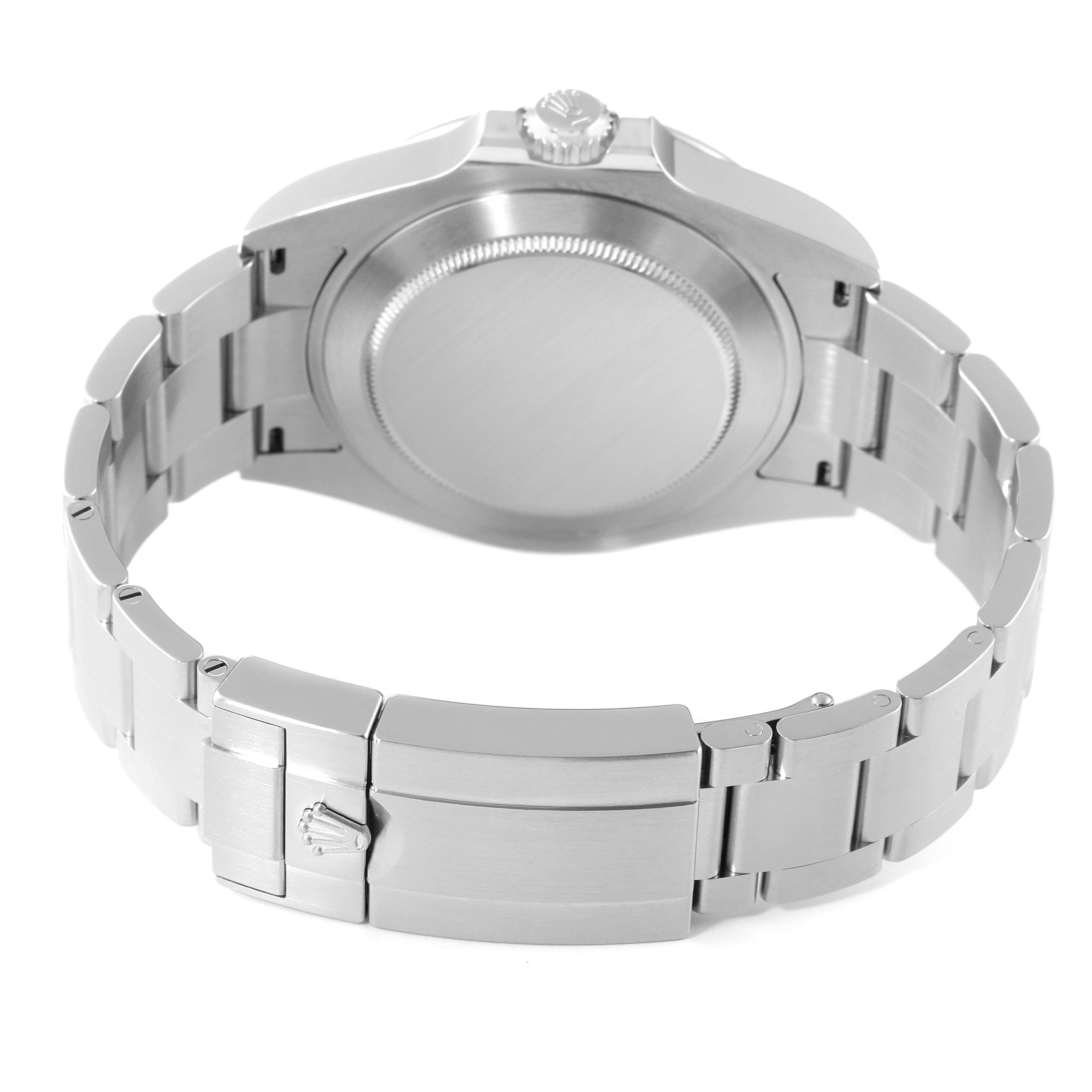 The image shows the back and bracelet clasp of a Rolex Explorer 226570 Men's Stainless Steel Black Dial 226570 Men's Stainless Steel Black Dial watch, highlighting the case back and Oyster bracelet.