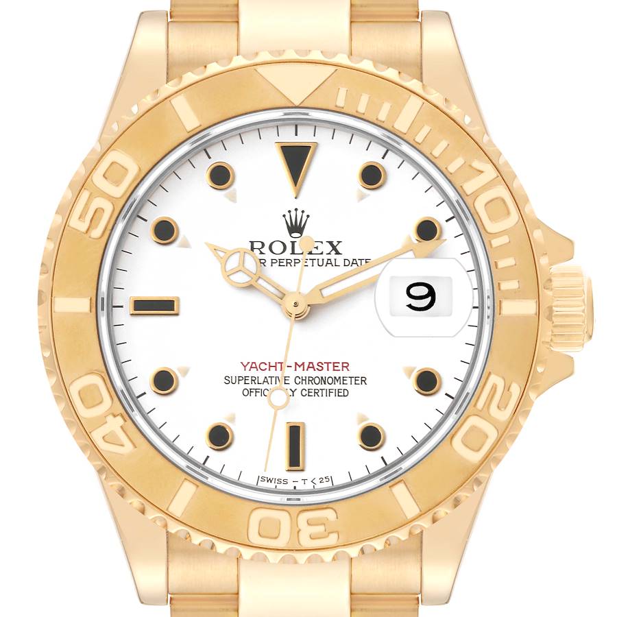 Rolex Yachtmaster 40mm Yellow Gold White Dial Mens Watch 16628 SwissWatchExpo