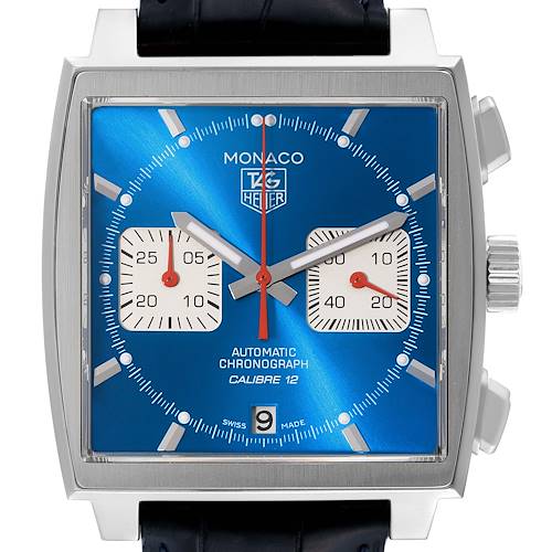Photo of Tag Heuer Monaco Calibre 12 Blue Dial Steel Mens Watch CAW2111 Card