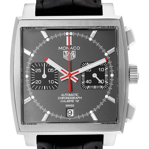 Photo of Tag Heuer Monaco Grey Dial Limited Edition Steel Mens Watch CAW211J Box Card