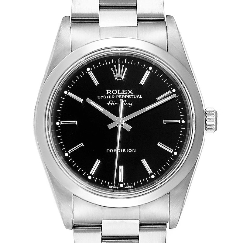 Rolex Air King Black Dial Domed Bezel Steel Mens Watch 14000 Box Papers  SwissWatchExpo