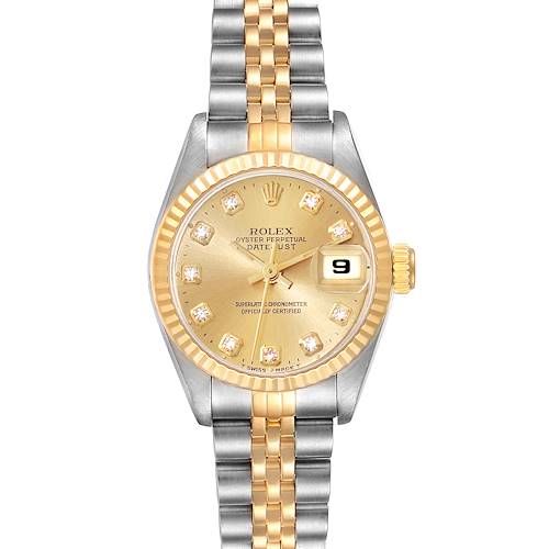 Photo of Rolex Datejust Steel Yellow Gold Diamond Dial Ladies Watch 69173 Box Papers
