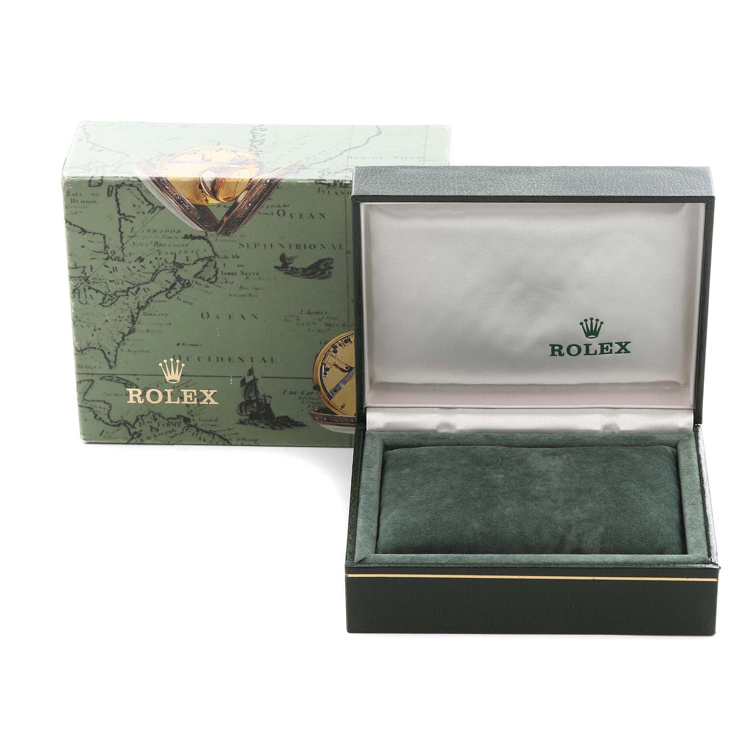 The image shows a Rolex Oyster Perpetual 67180 Women's Stainless Steel Pink Dial 67180 Women's Stainless Steel Pink Dial watch box and outer packaging from a front angle.