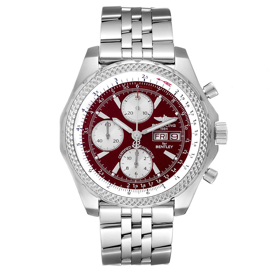 Breitling Bentley Motors GT Burgundy Dial Steel Mens Watch A13362