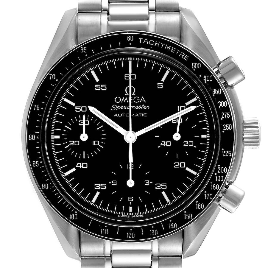 Omega Speedmaster Reduced Hesalite Chronograph Steel Mens Watch 3510.50.00 SwissWatchExpo