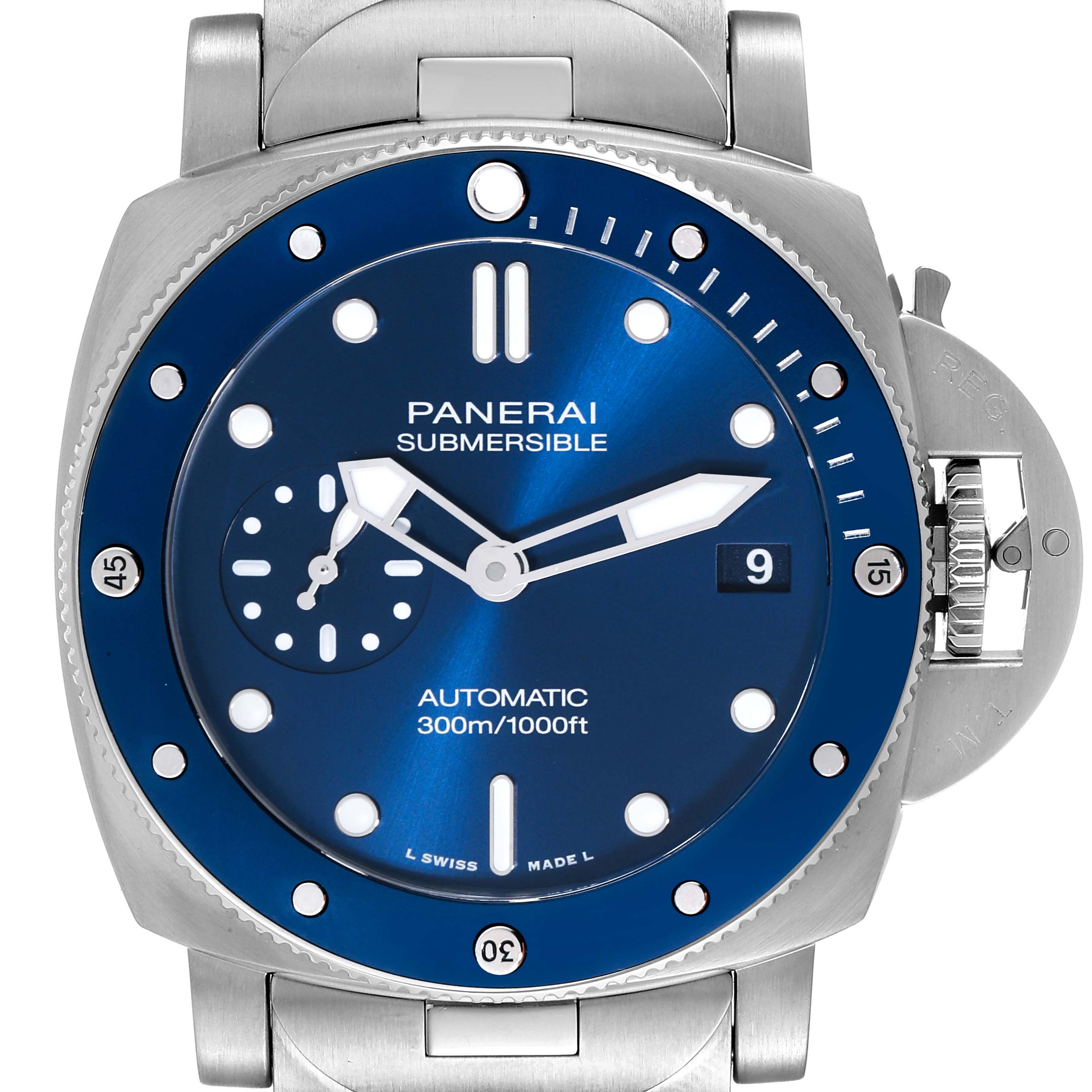 Panerai Submersible Blu Notte Blue Dial Steel Mens Watch