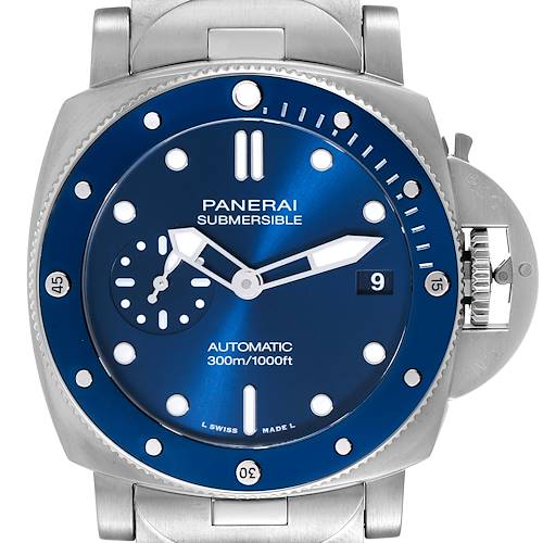 Photo of Panerai Submersible Blu Notte Blue Dial Steel Mens Watch PAM01068 Box Card