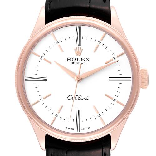 Photo of Rolex Cellini Time White Dial Rose Gold Mens Watch 50505