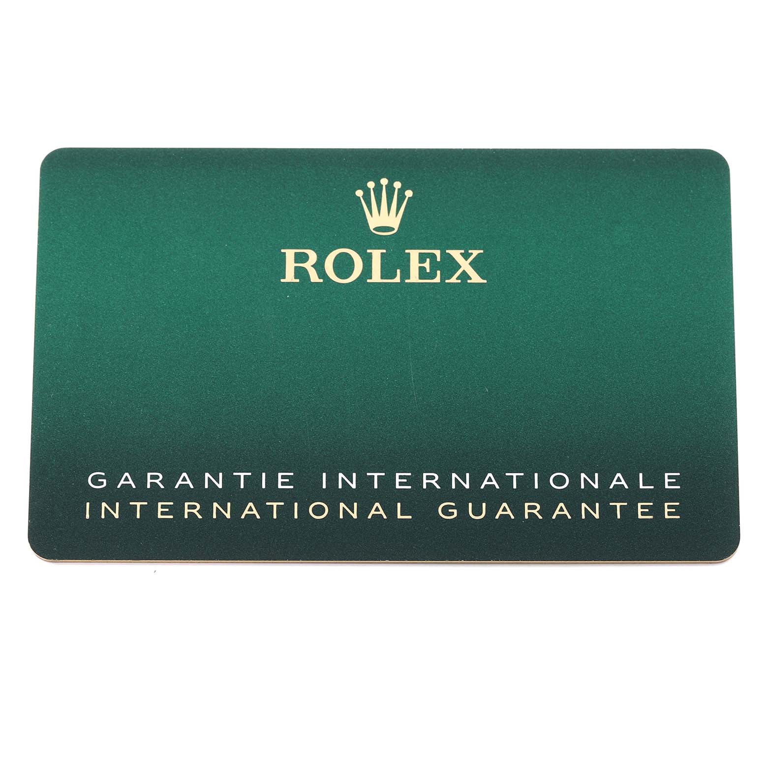 The image shows the international guarantee card for a Rolex Datejust 41 126334NG Men
s Stainless Steel Mother of Pearl Dial 126334NG Men
s Stainless Steel Mother of Pearl Dial watch.
