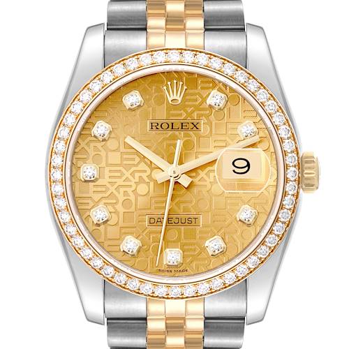 Photo of Rolex Datejust Anniversary Dial Steel Yellow Gold Diamond Men's Watch 116243
