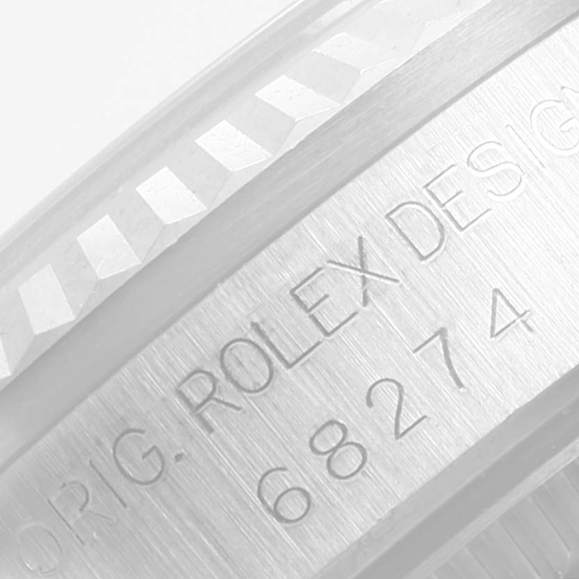 The image shows a close-up of the case side engraving of a Mid-Size Rolex watch, displaying the model number "68274."