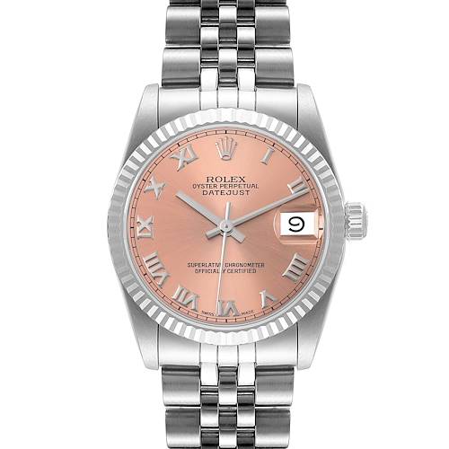 Photo of Rolex Datejust Midsize 31 Steel White Gold Salmon Dial Watch 68274 Box Papers
