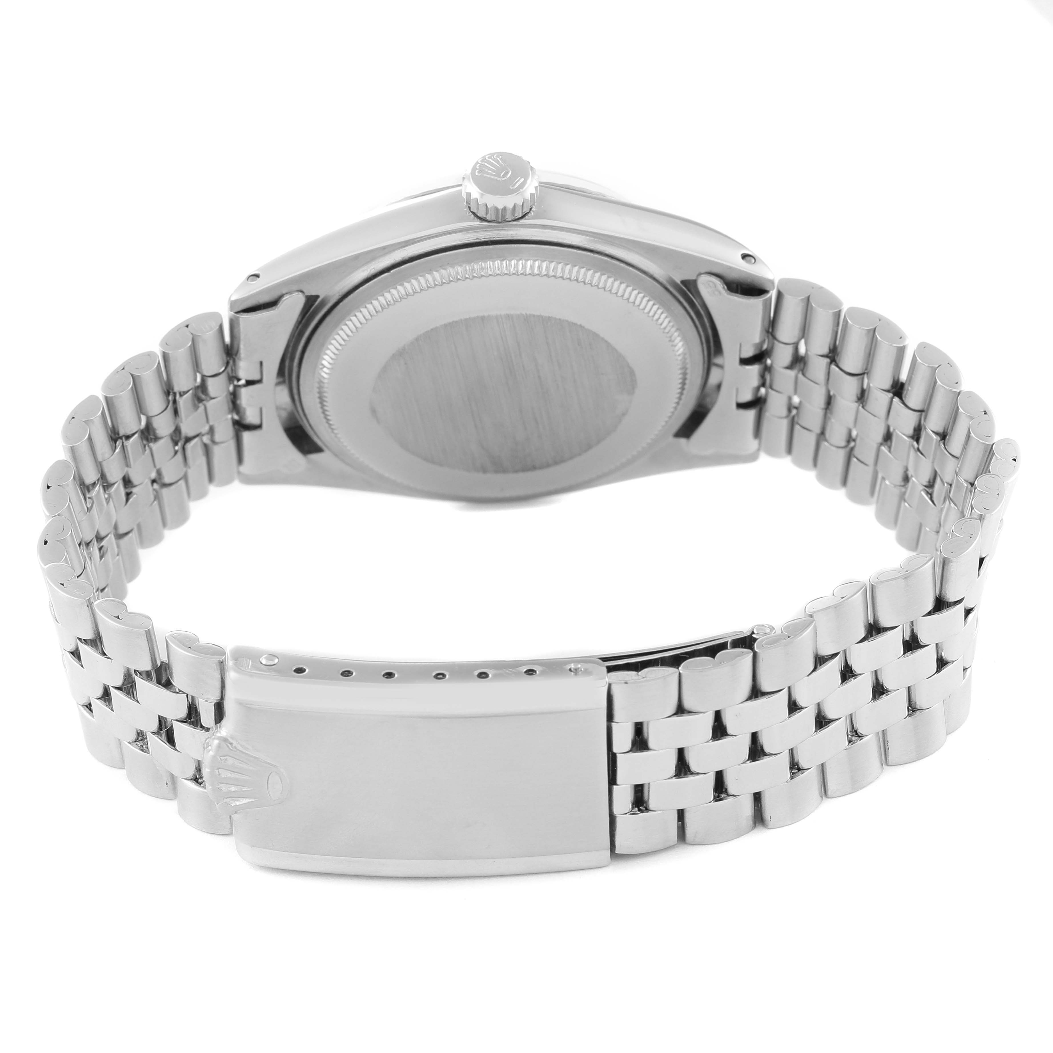 This image shows the back view and bracelet of the Rolex Vintage Collection 1601 Men's Stainless Steel Silver Dial 1601 Men's Stainless Steel Silver Dial watch.