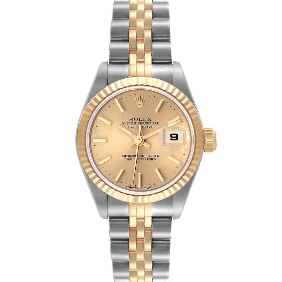 Rolex Datejust Steel Yellow Gold Champagne Dial Ladies Watch 69173 Box Papers SwissWatchExpo