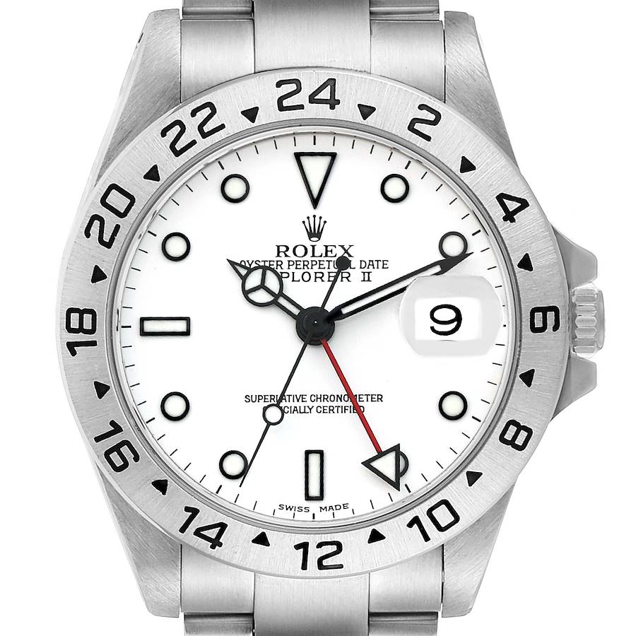 Rolex Explorer II White Polar Dial Steel Mens Watch 16570 Box Papers SwissWatchExpo