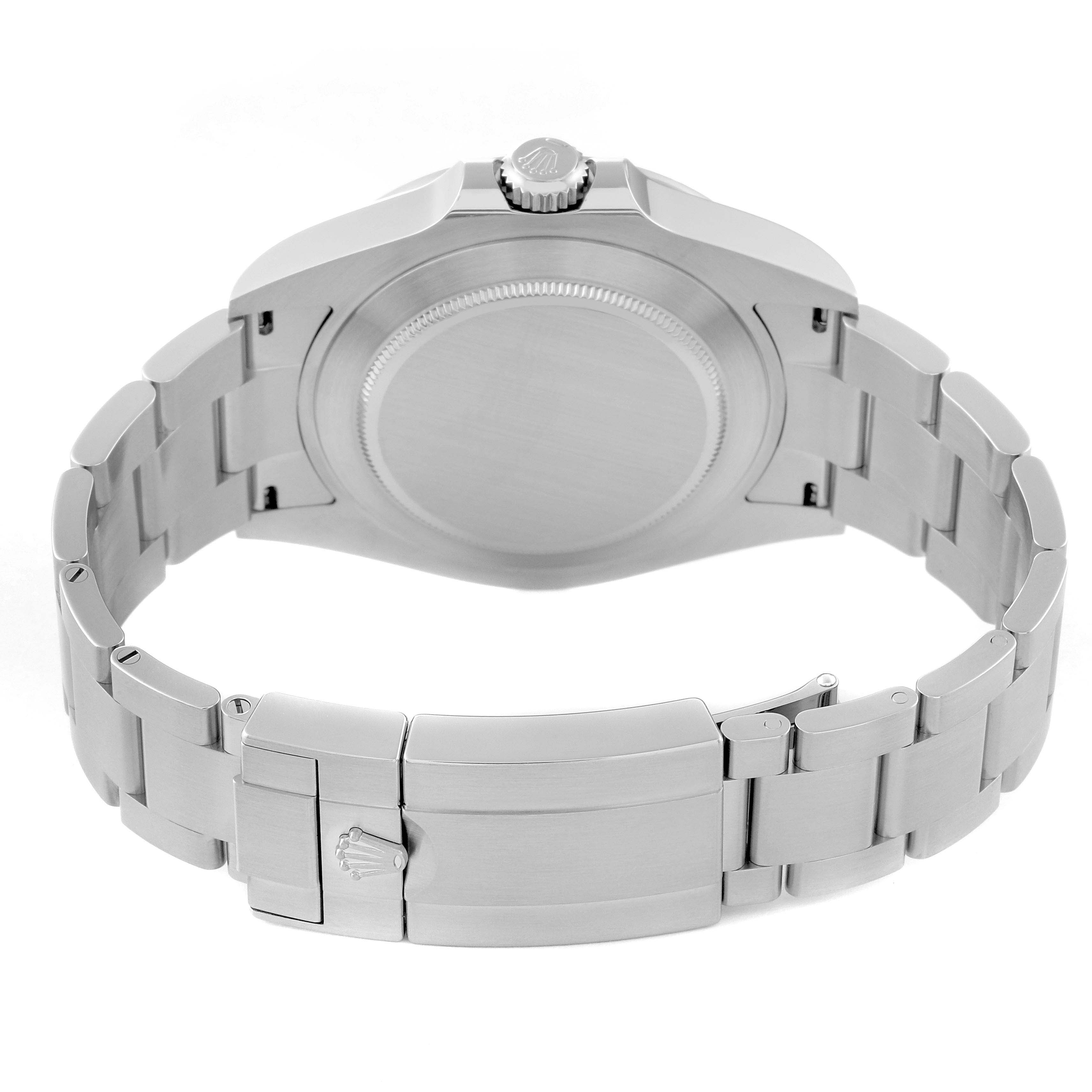 This image shows the back and clasp of a Rolex Explorer 226570 Men's Stainless Steel White Dial 226570 Men's Stainless Steel White Dial model, viewed from the rear.
