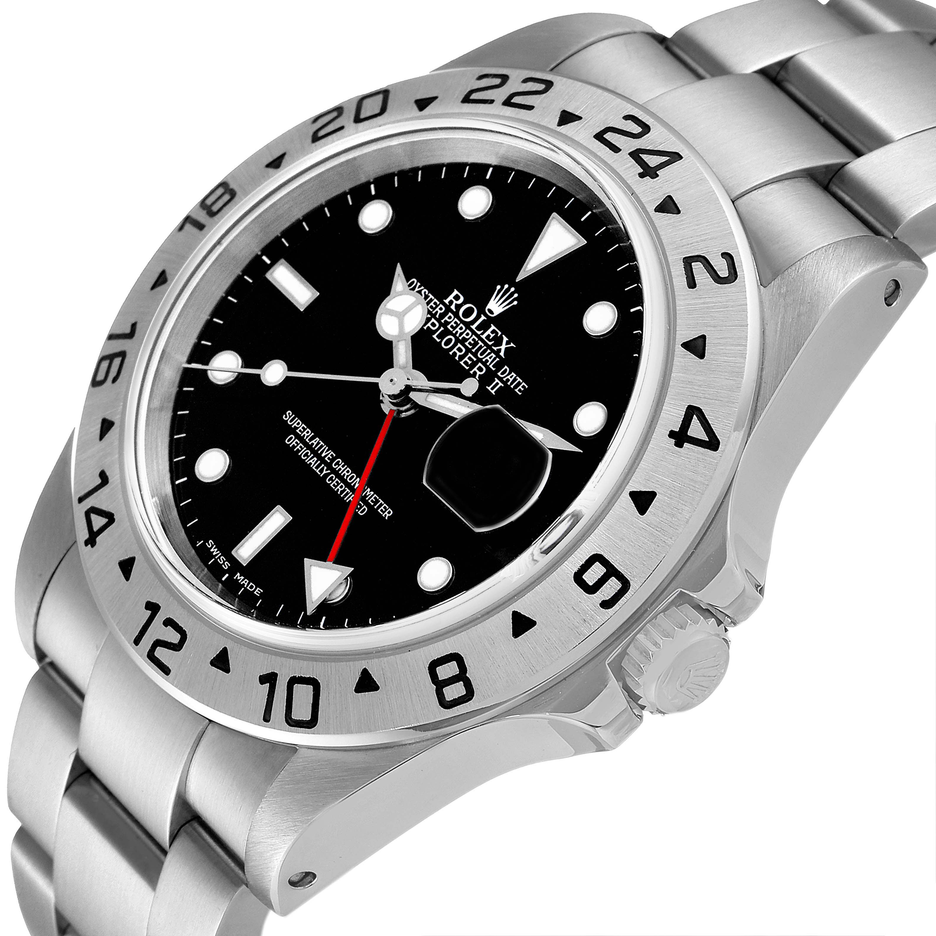 The image shows the dial, bezel, crown, and part of the bracelet of a Rolex Explorer 16570 Men
s Stainless Steel Black Dial 16570 Men
s Stainless Steel Black Dial watch from a slight side angle.