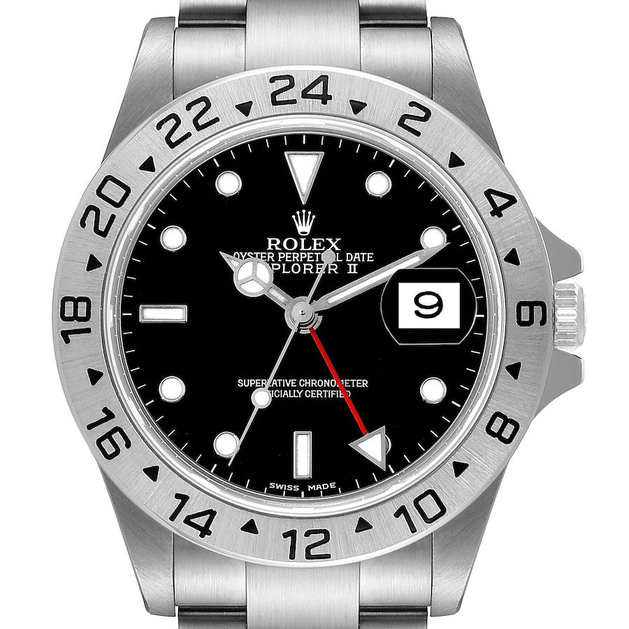 Rolex Explorer II Black Dial Automatic Steel Mens Watch 16570 Box Papers SwissWatchExpo