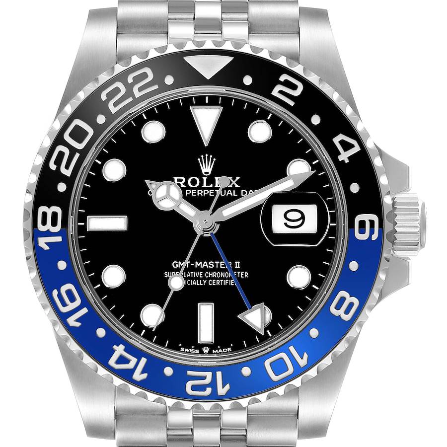 Rolex GMT Master II Batgirl Black Blue Bezel Steel Mens Watch 126710 Unworn SwissWatchExpo