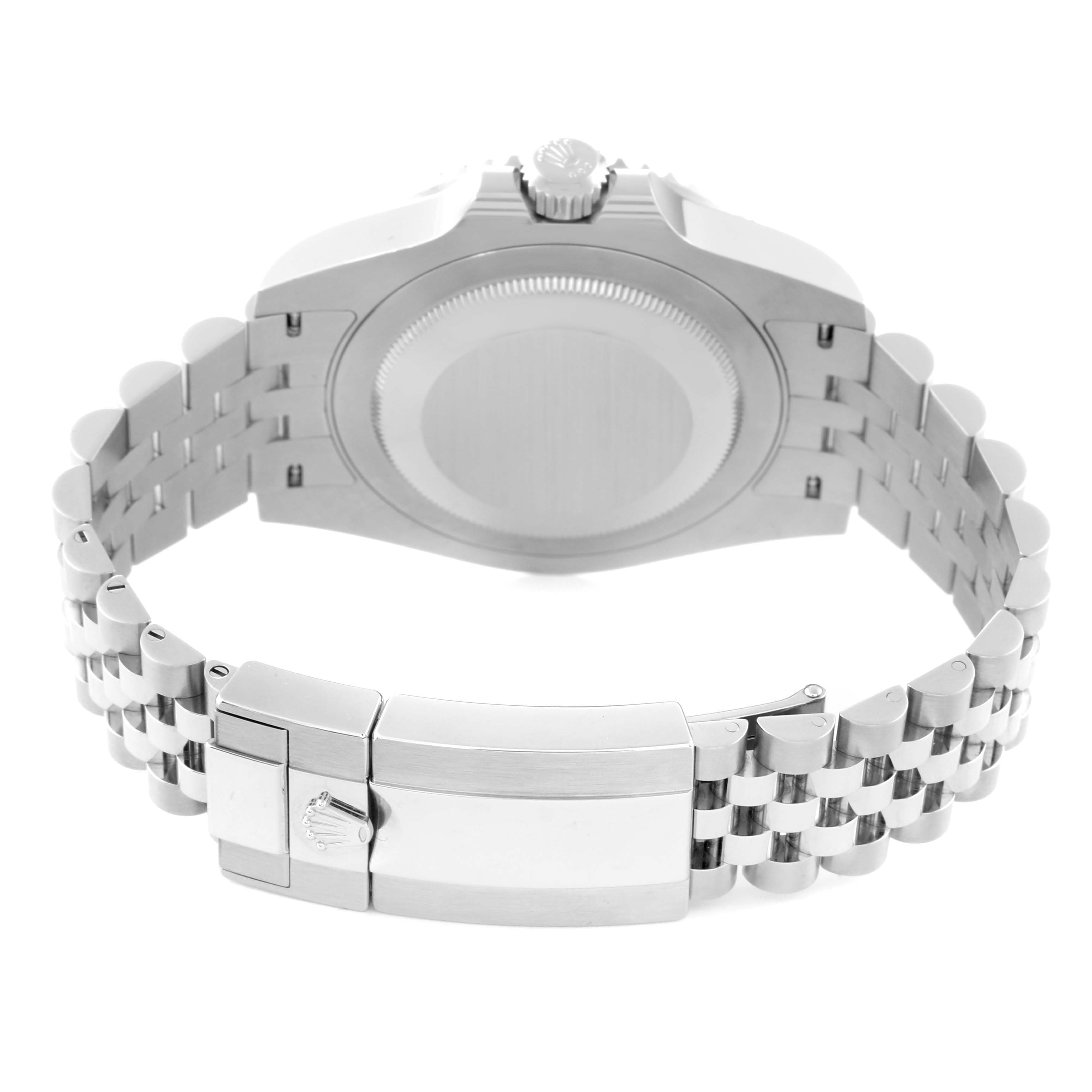 The image shows the back and bracelet of a Rolex GMT-Master 126710BLNR Men
s Stainless Steel Black Dial 126710BLNR Men
s Stainless Steel Black Dial watch, highlighting the clasp and case back.