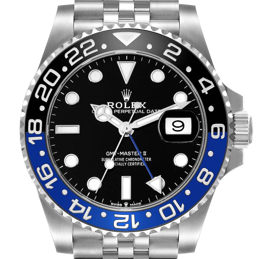 Rolex GMT Master II Batgirl Black Blue Bezel Steel Mens Watch 126710 Unworn SwissWatchExpo