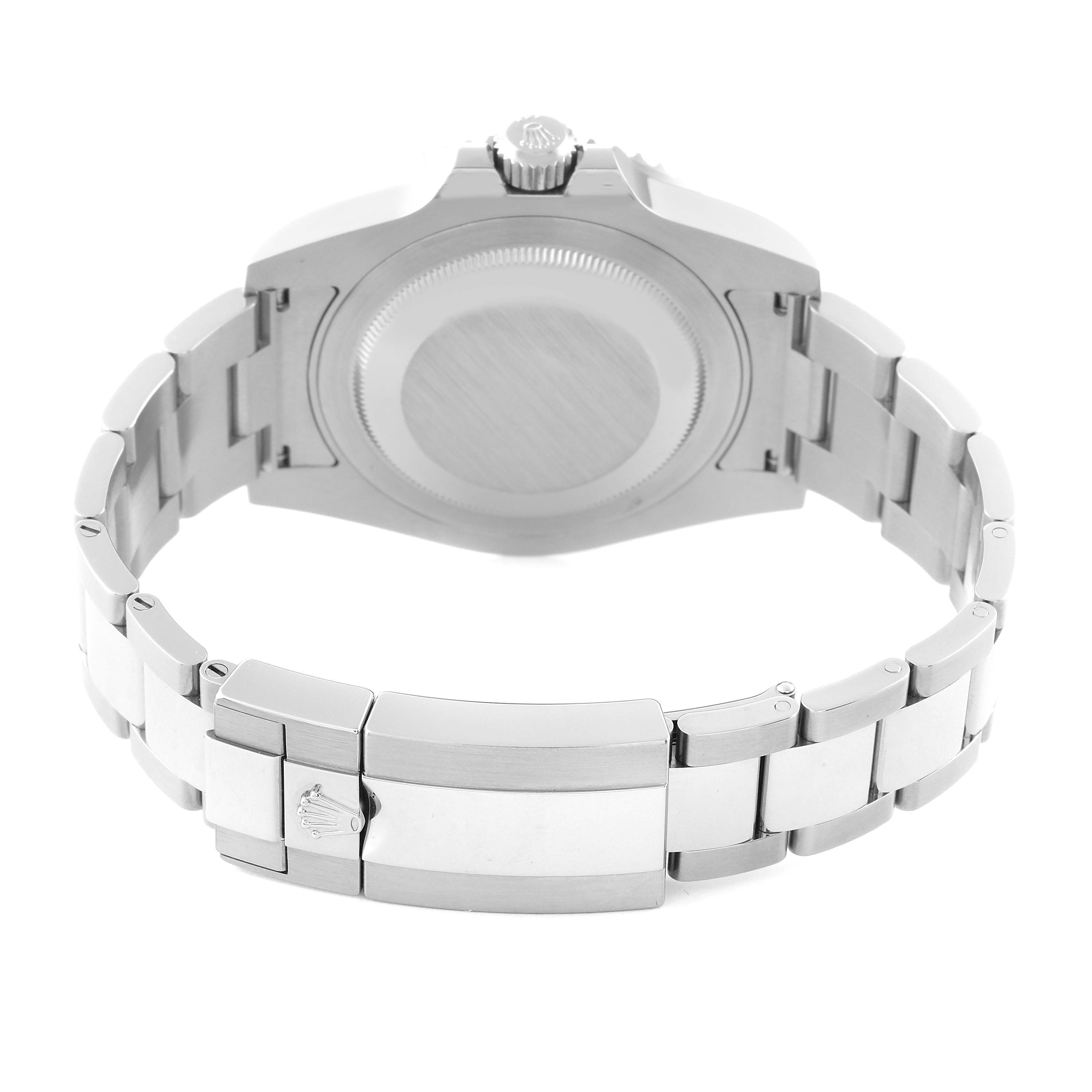 The image shows the back case and clasp of a Rolex GMT-Master 116710BLNR Men
s Stainless Steel Black Dial 116710BLNR Men
s Stainless Steel Black Dial watch, viewed from the rear.