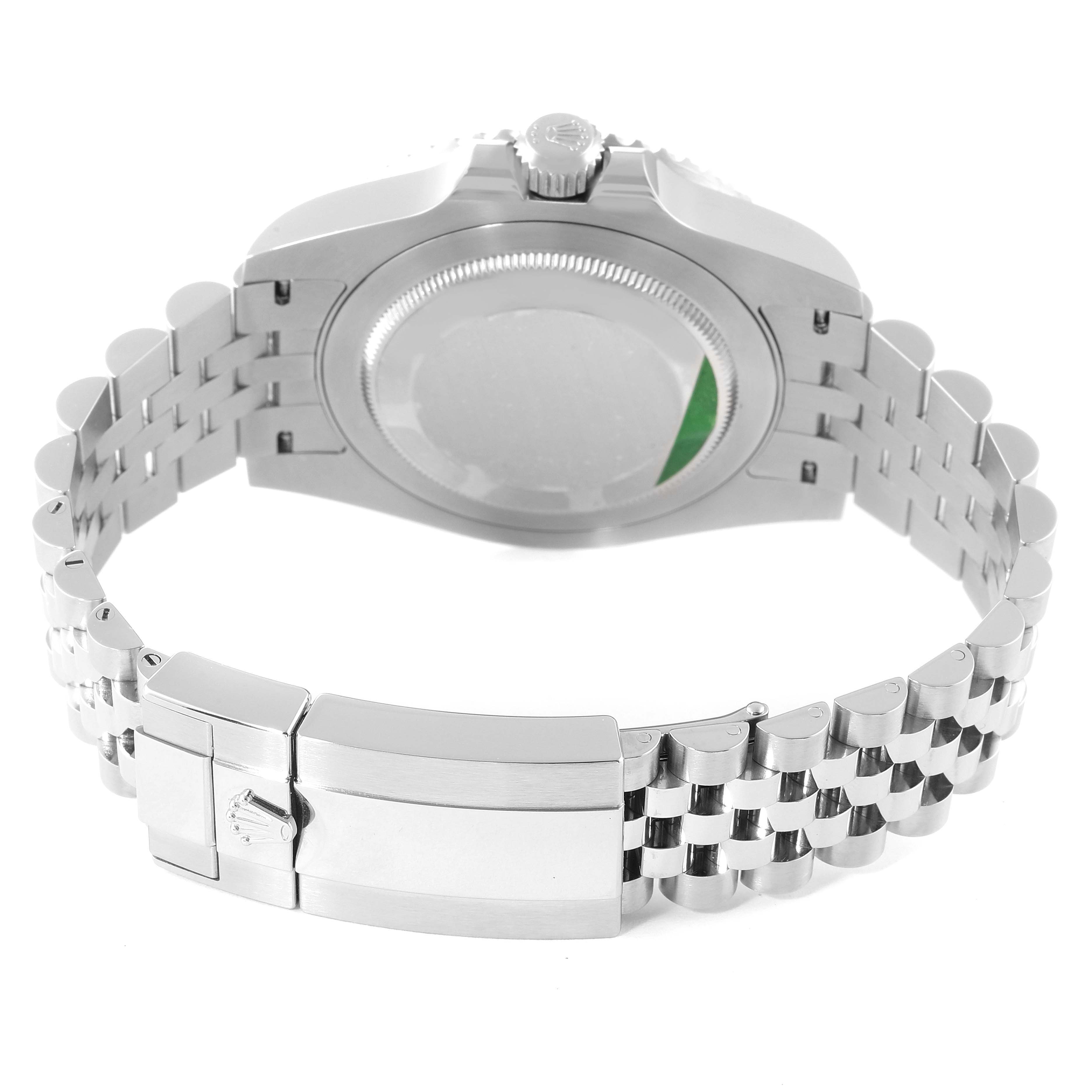 The image shows the back view of a Rolex GMT-Master 126710 Men's Stainless Steel Black Dial 126710 Men's Stainless Steel Black Dial, highlighting the clasp and bracelet.