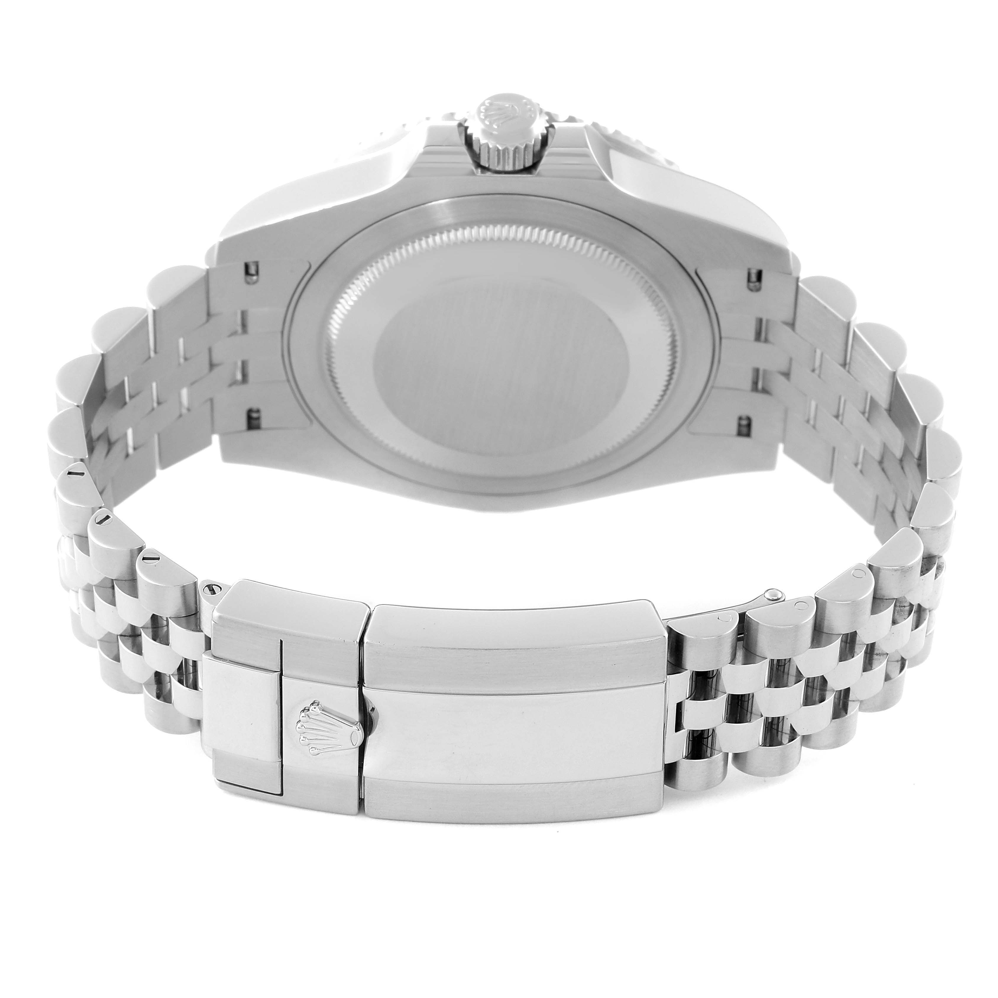 The image shows the back case, clasp, and bracelet of a Rolex GMT-Master 126710BLRO Men
s Stainless Steel Black Dial 126710BLRO Men
s Stainless Steel Black Dial watch.