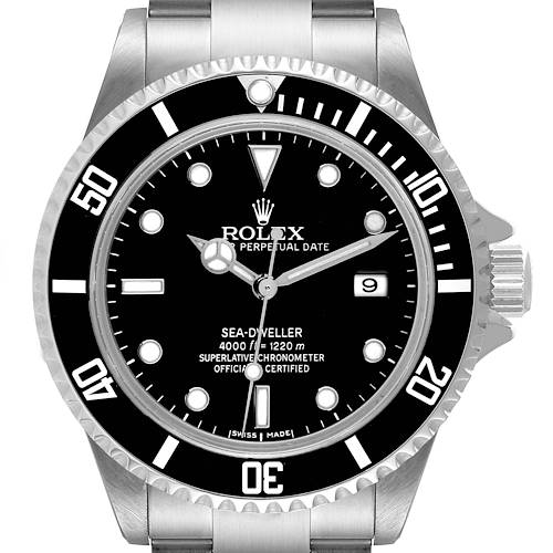 Photo of Rolex Seadweller 4000 Black Dial Steel Mens Watch 16600 Box Card