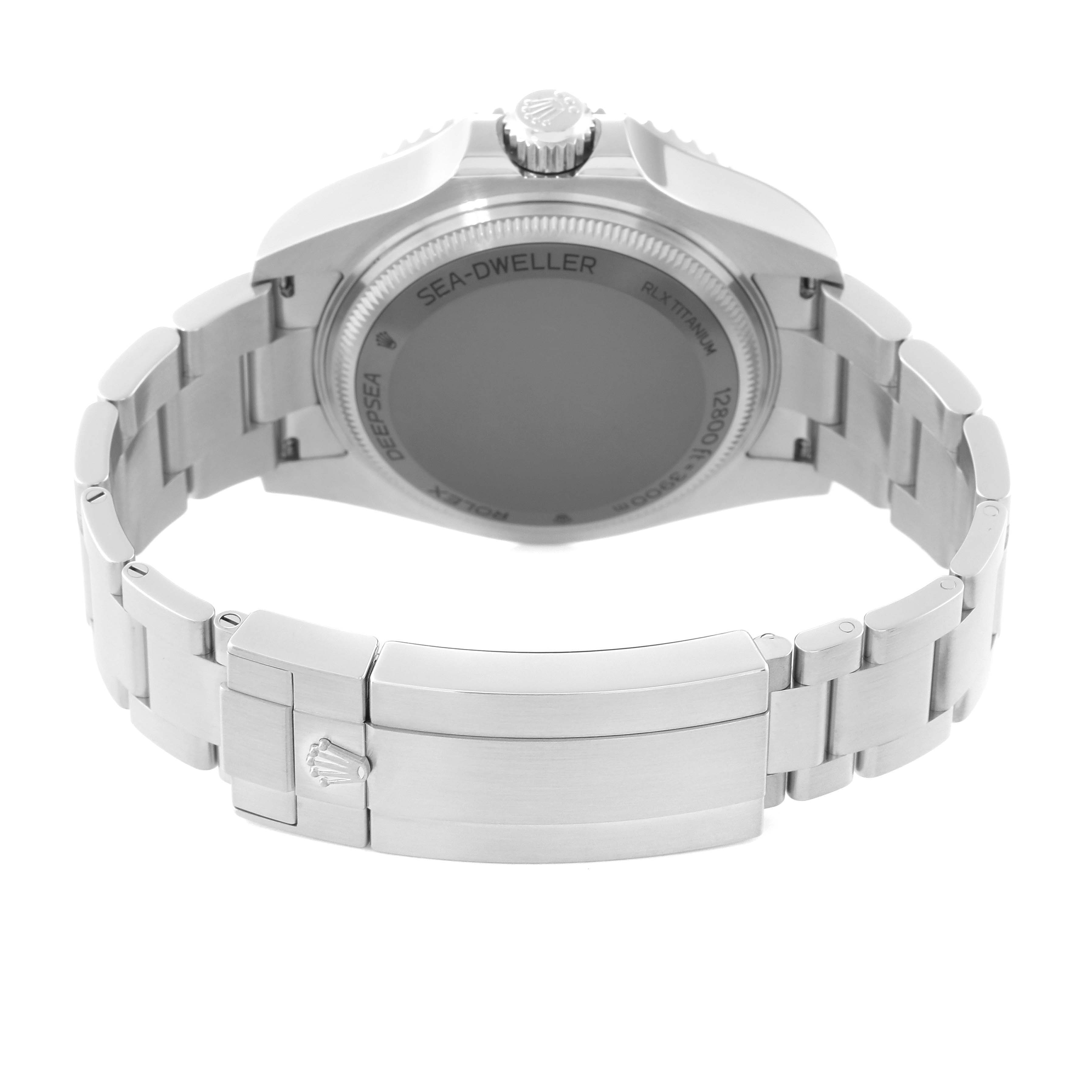 The image shows the back angle of a Rolex Sea-Dweller 136660 Men
s Stainless Steel Black Dial 136660 Men
s Stainless Steel Black Dial watch, highlighting the case back and bracelet with clasp.