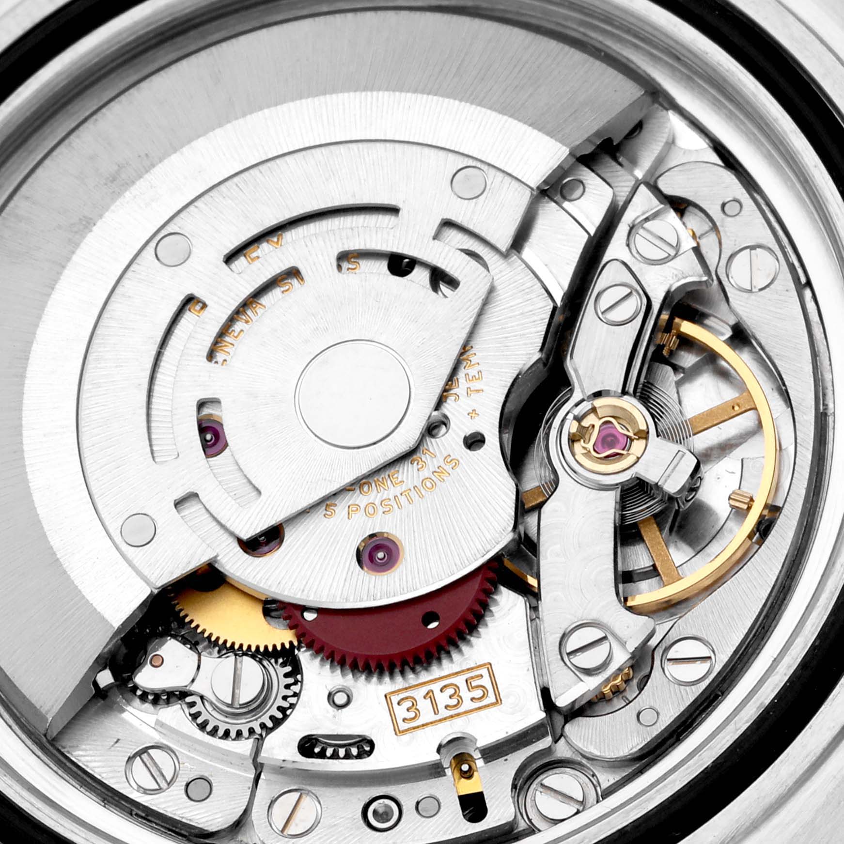 This image shows a detailed close-up of the internal movement mechanism of a Rolex Submariner 16610 Men
s Stainless Steel Black Dial 16610 Men
s Stainless Steel Black Dial watch.