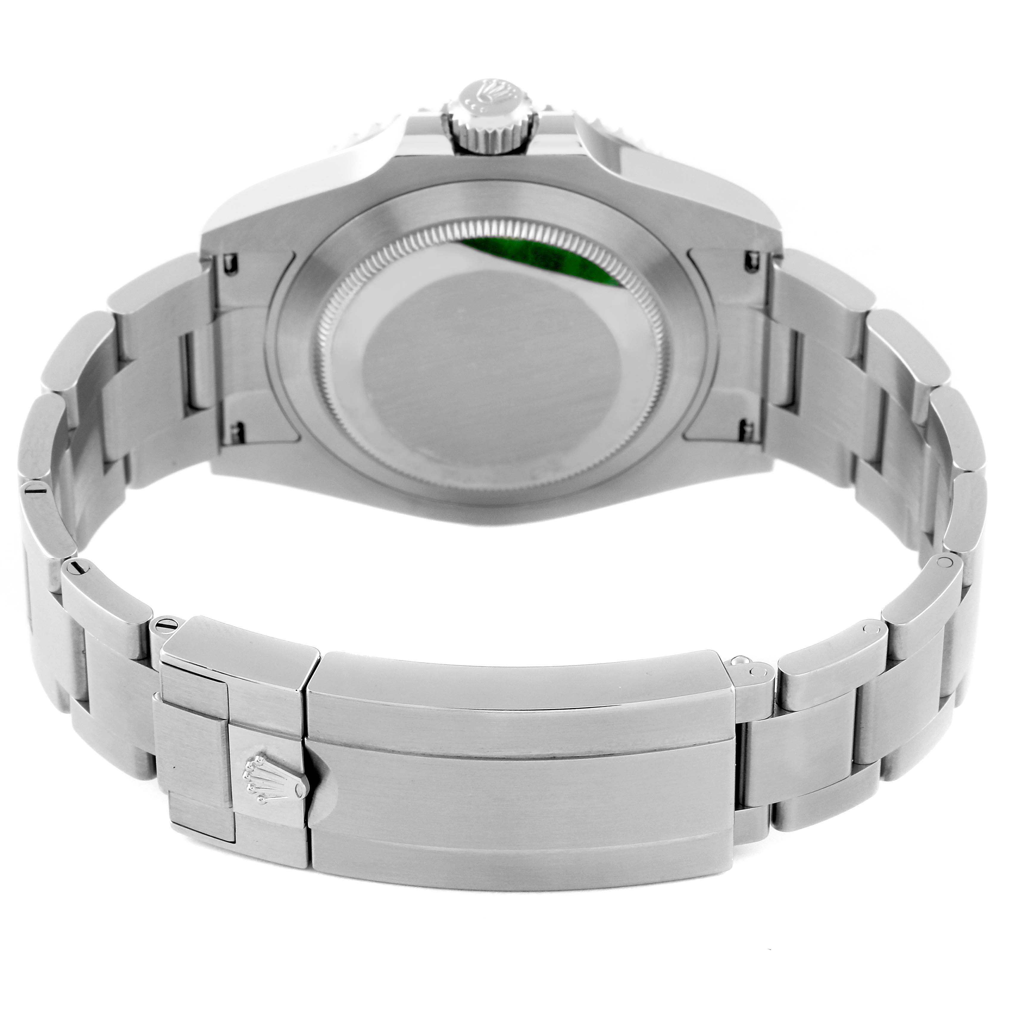 This image shows the back case and bracelet clasp of a Rolex Submariner 124060 Men
s Stainless Steel Black Dial 124060 Men
s Stainless Steel Black Dial watch from a rear angle.