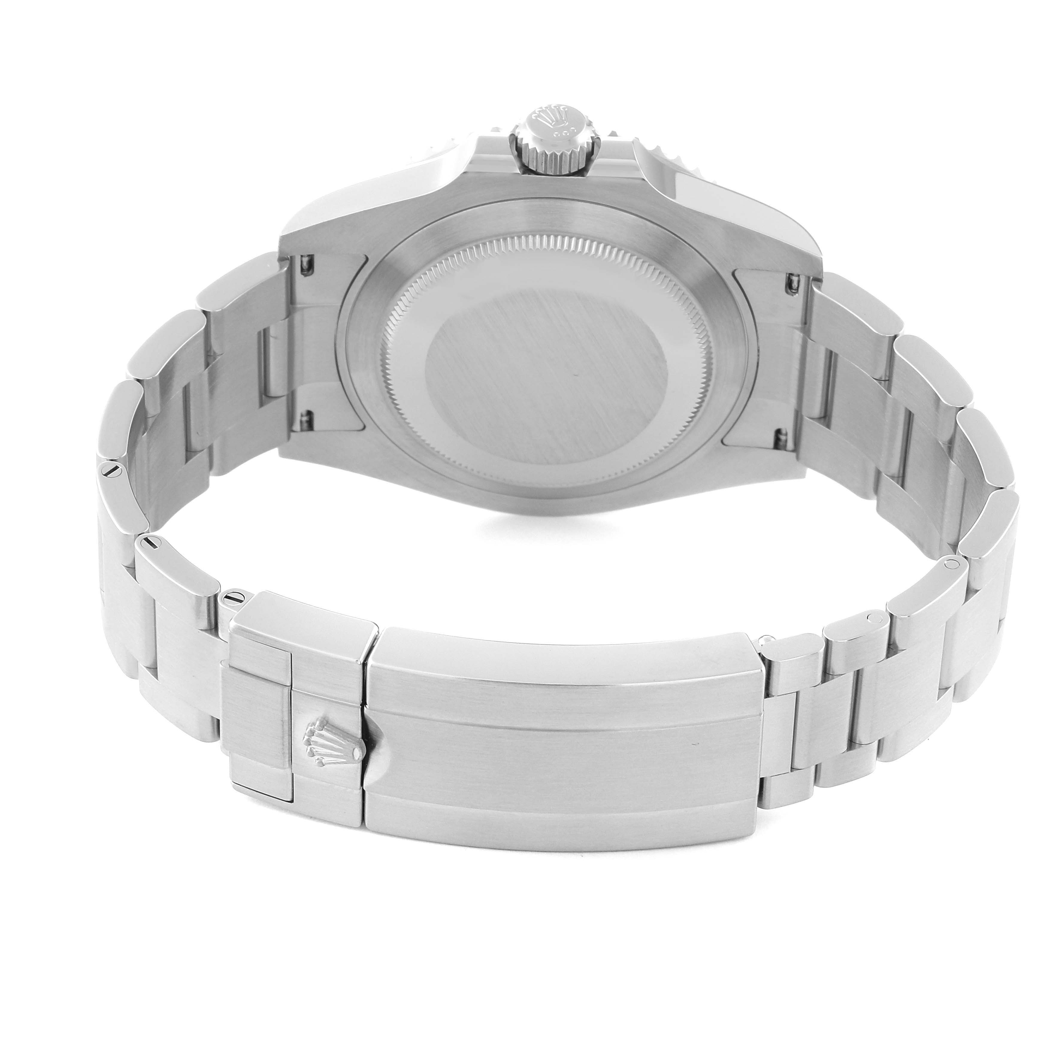 The image shows the back view of a Rolex Submariner 126610LV Men's Stainless Steel Black Dial 126610LV Men's Stainless Steel Black Dial watch, highlighting the case back, bracelet, and clasp.