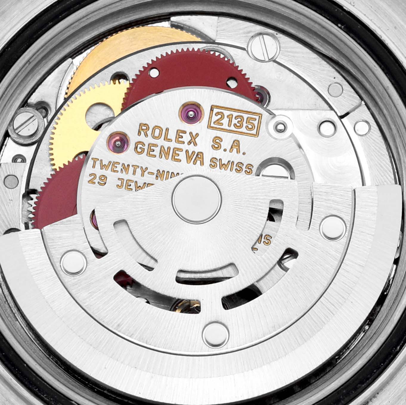 The image shows the internal mechanical movement and components of a Rolex Yacht-Master 69623 Women's Steel and Gold (two tone) White Dial 69623 Women's Steel and Gold (two tone) White Dial watch.