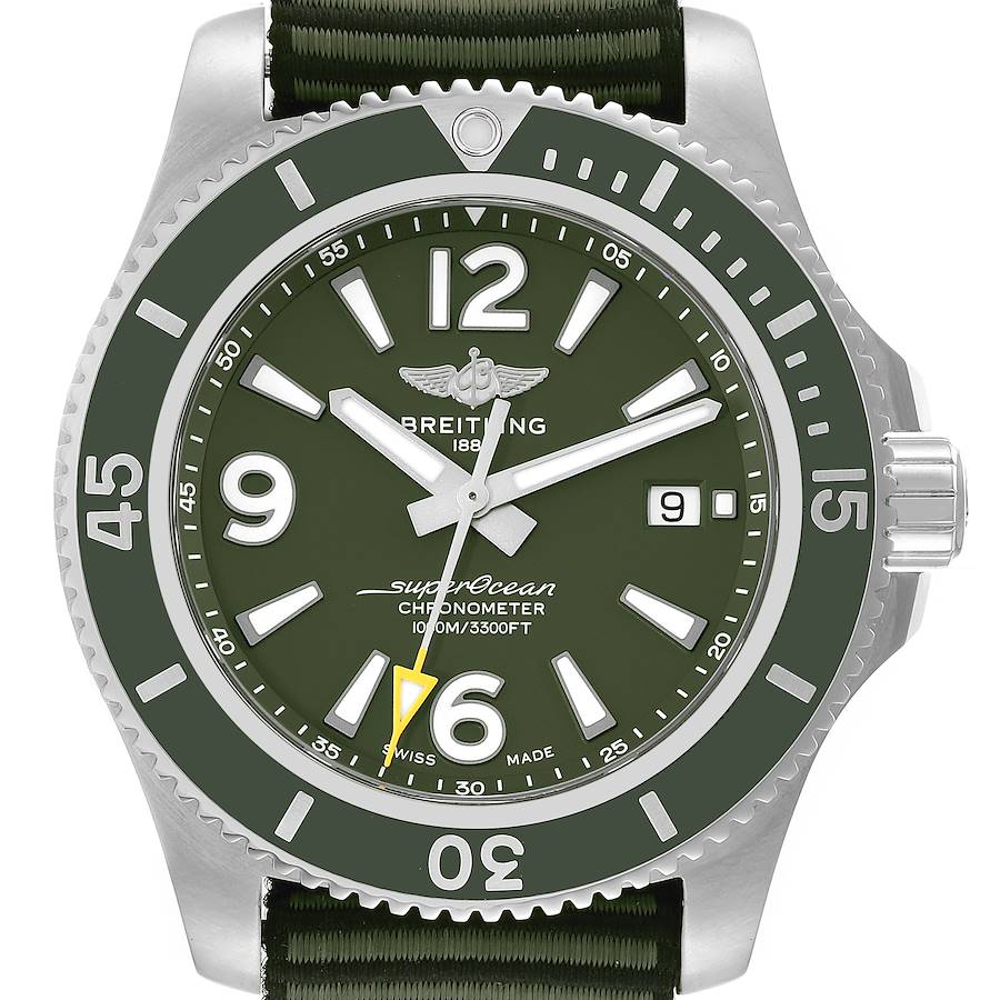 Breitling Superocean 44 Outerknown Green Dial Steel Mens Watch A17367 Box Card SwissWatchExpo