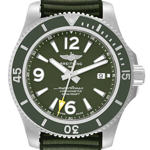Photo of Breitling Superocean 44 Outerknown Green Dial Steel Mens Watch A17367 Box Card