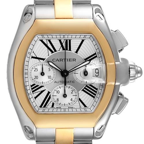 Photo of Cartier Roadster Chronograph Mens Steel Yellow Gold Watch W62027Z1