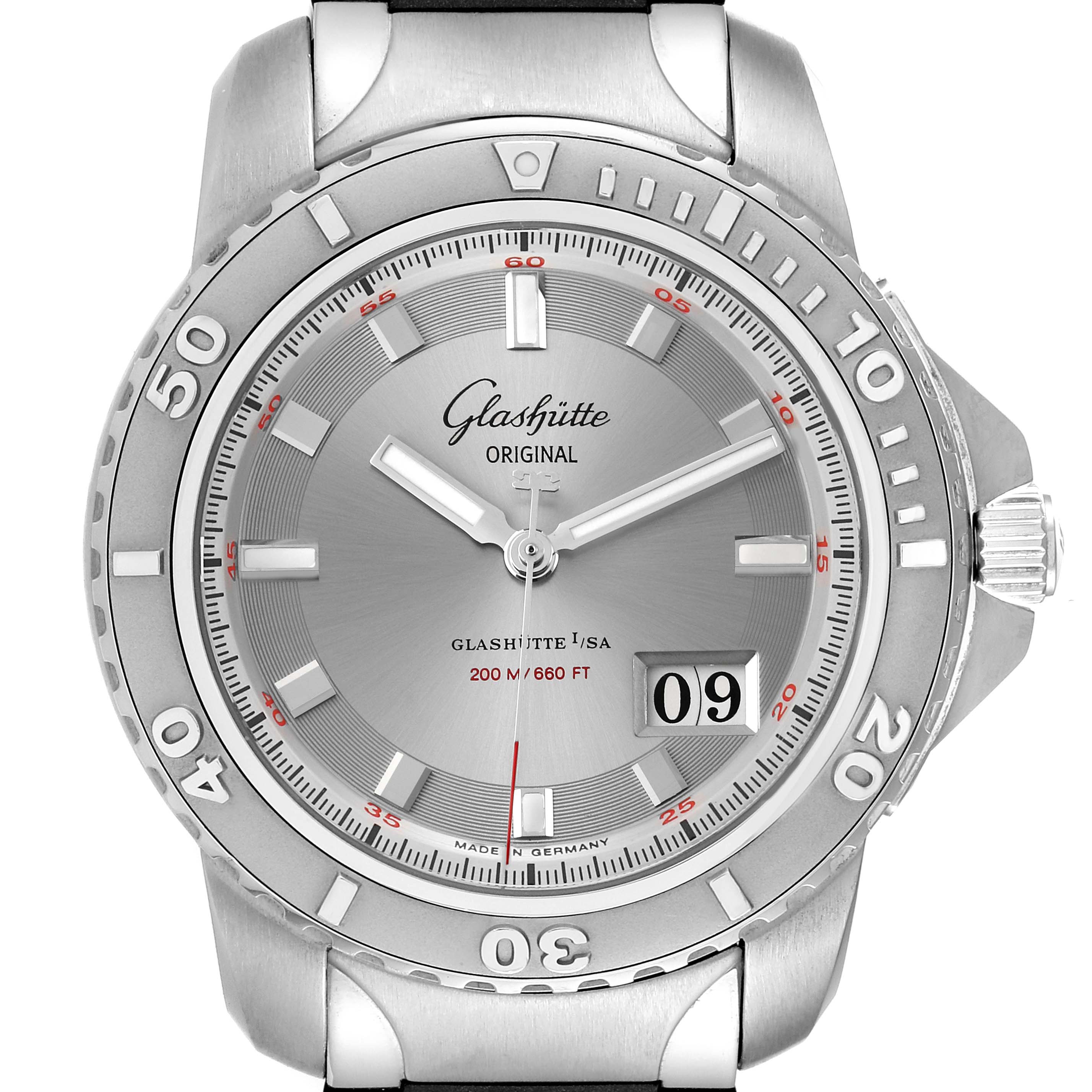 Glashutte Original Sport Evolution Panorama Date Steel Watch 39-42-44-04-14