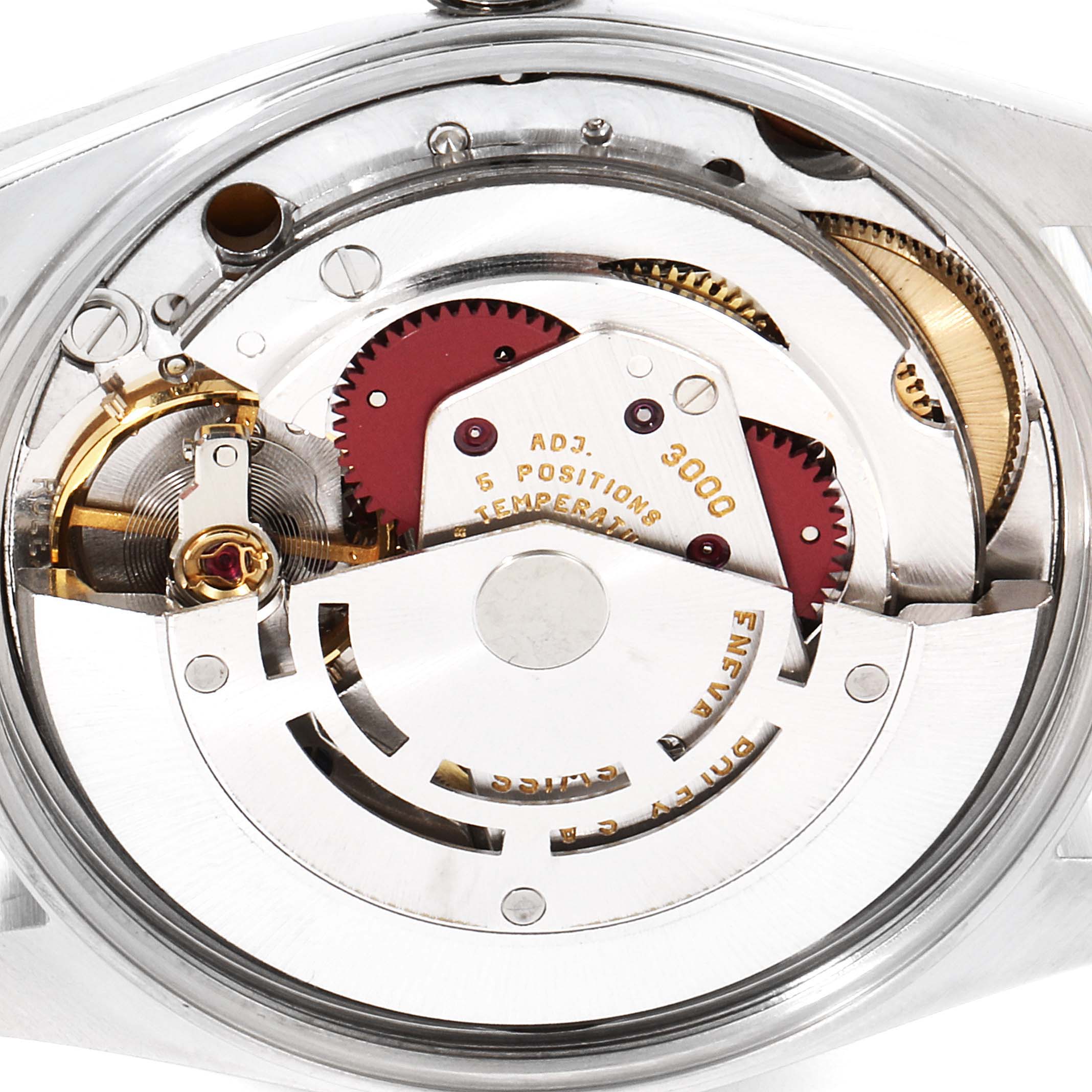 The image displays the internal mechanics of a Rolex Air-King 14000 Men's Stainless Steel Blue Dial 14000 Men's Stainless Steel Blue Dial watch, revealing its intricate movement and components.