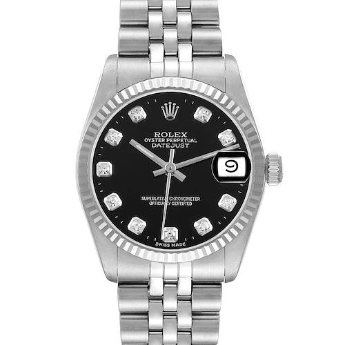 Photo of Rolex Datejust 31 Midsize Steel White Gold Diamond Dial Ladies Watch 68274