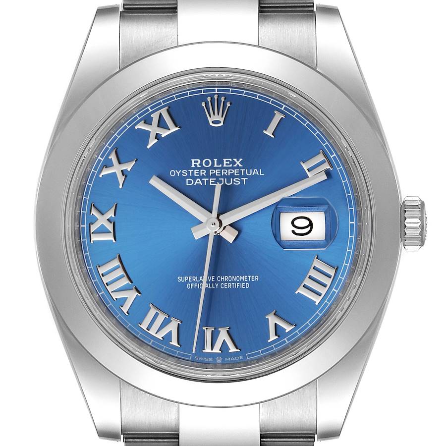 Rolex Datejust 41 Blue Roman Dial Steel Mens Watch 126300 Unworn SwissWatchExpo