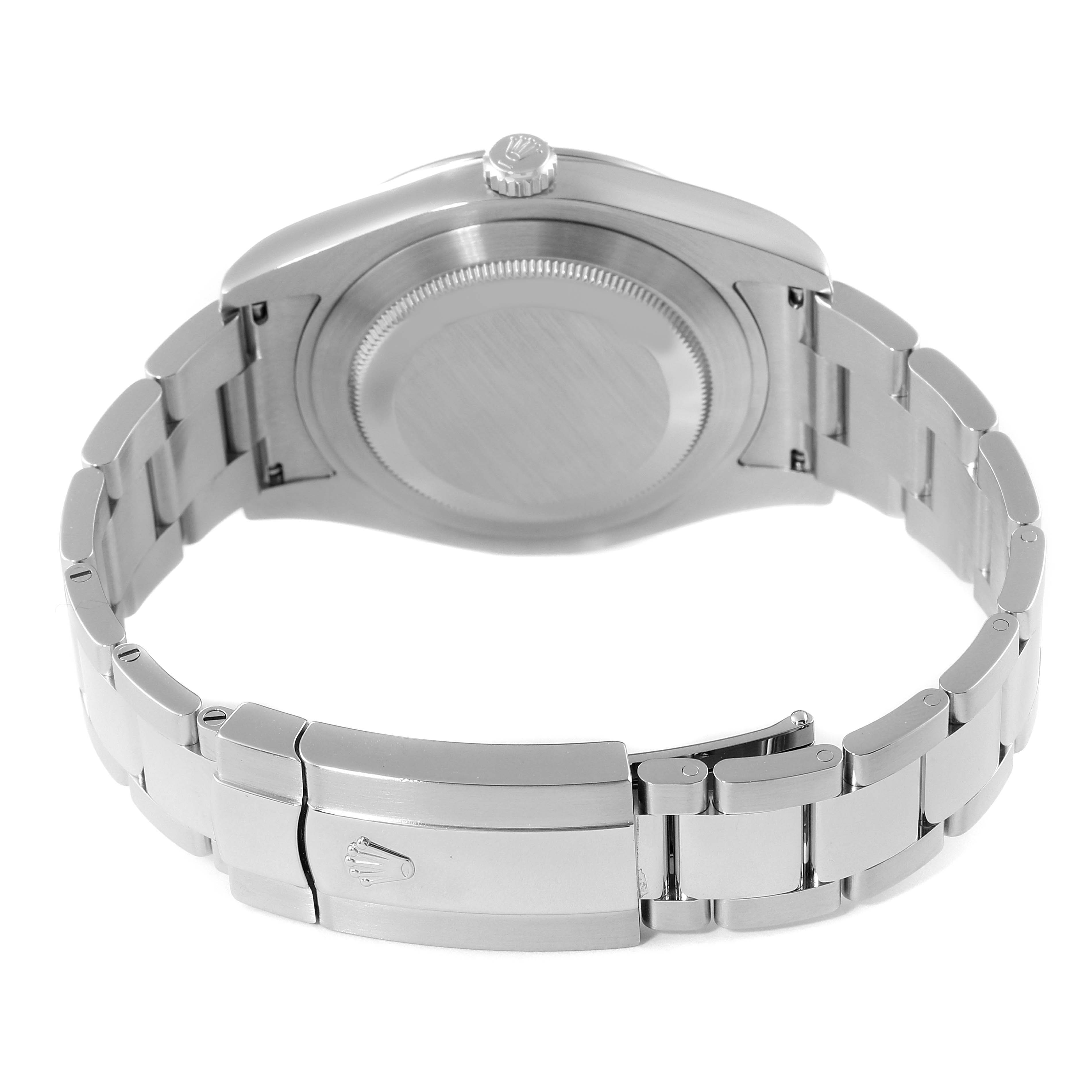 This image shows the back and bracelet of a Rolex Datejust 41 116334 Men's Stainless Steel White Dial 116334 Men's Stainless Steel White Dial watch from a rear angle.