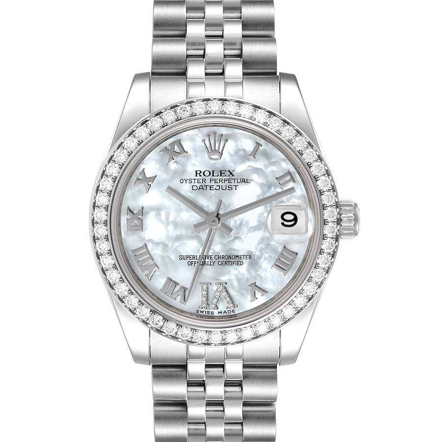 Rolex Datejust Midsize Steel White Gold Mother of Pearl Diamond Ladies Watch 178384 SwissWatchExpo