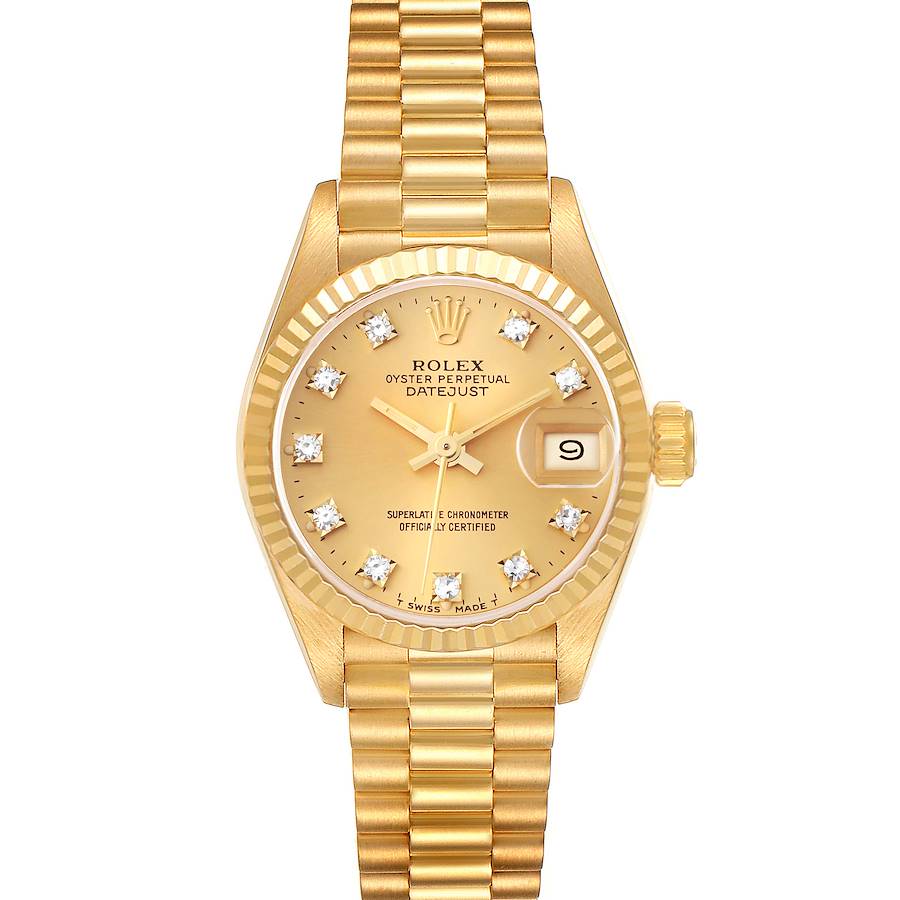 Rolex Datejust President Yellow Gold Diamond Dial Ladies Watch 69178 Box Papers SwissWatchExpo