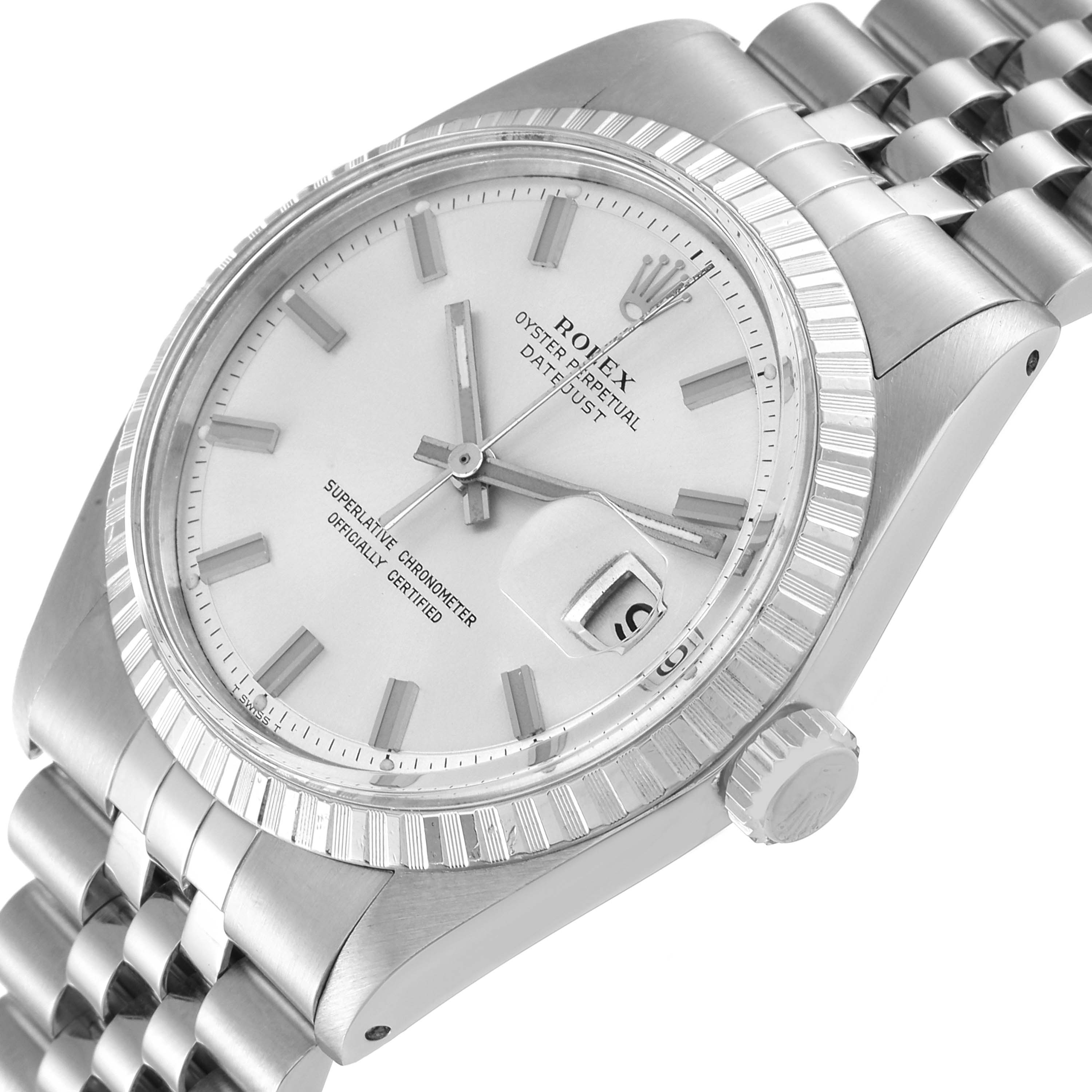 The image shows a Rolex Vintage Collection 1603 Men's Stainless Steel Silver Dial 1603 Men's Stainless Steel Silver Dial watch from a three-quarter angle, highlighting the dial, bezel, crown, and bracelet.