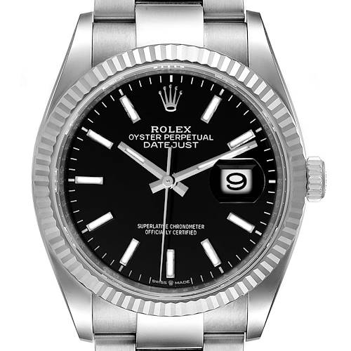 Photo of Rolex Datejust Steel White Gold Black Dial Mens Watch 126234 Unworn