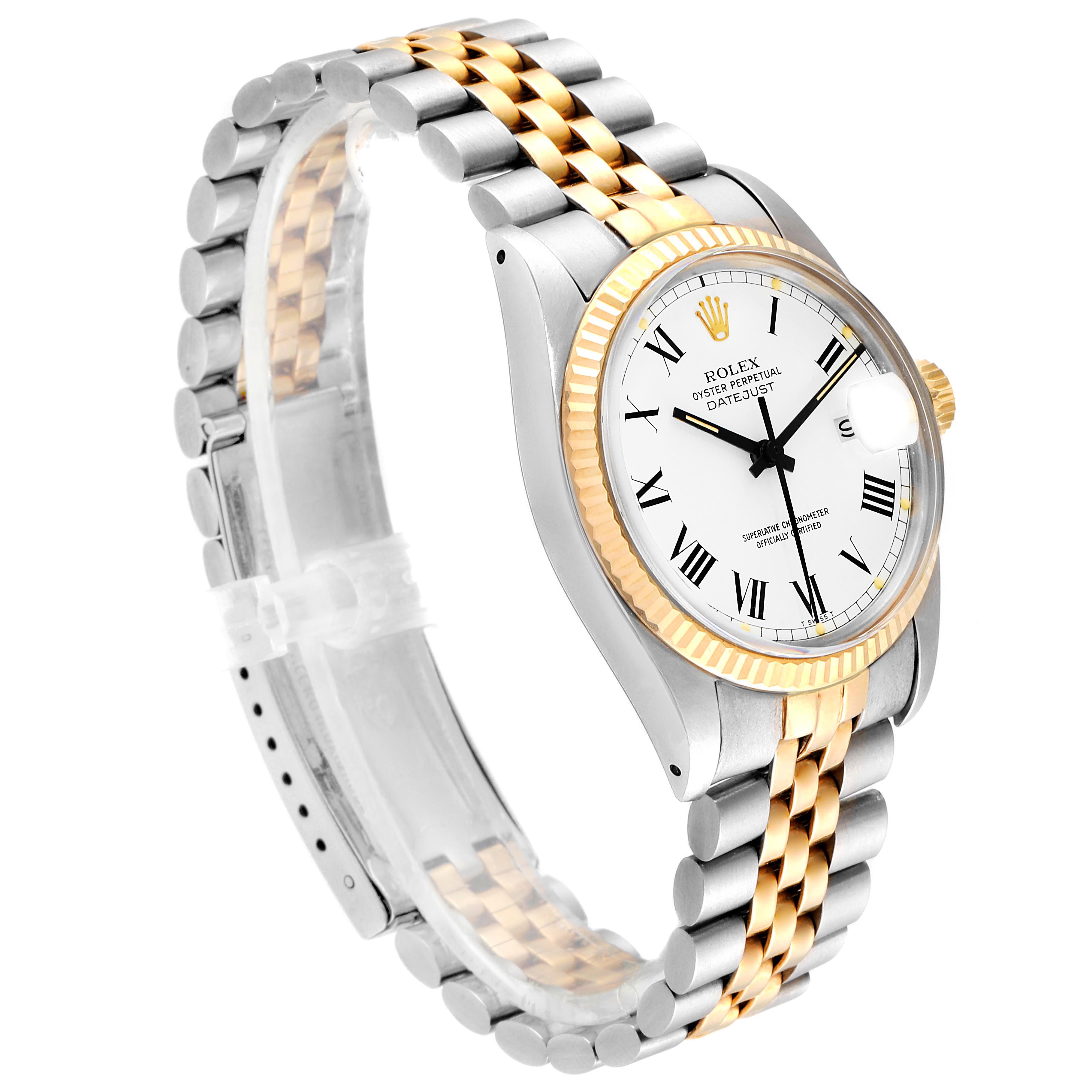 The Rolex Vintage Collection 16013 Men's Steel and Gold (two tone) White Dial 16013 Men's Steel and Gold (two tone) White Dial model is shown at a slight angle displaying the watch face, bezel, and two-tone bracelet.