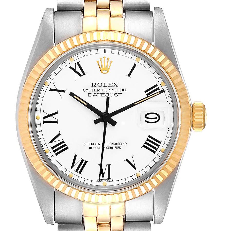 Rolex Datejust Steel Yellow Gold Buckley Dial Vintage Watch 16013 Box Papers SwissWatchExpo
